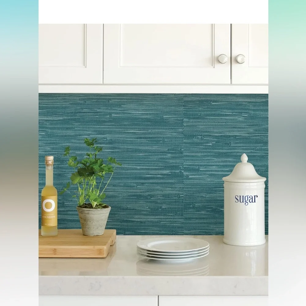 🔥NUWALLPAPER Textured Surface Grassweave Steel Blue NU2874 Peel & Stick NIOB